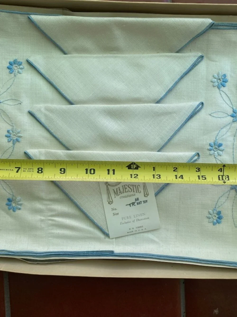 Vintage/Antique Linen Placemats and Napkins, New Old Stock, In Original Box